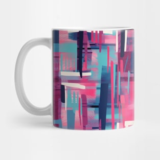 Cubist Harmony: Modern Geometric Dance in Pink, Blue, and Violet Mug